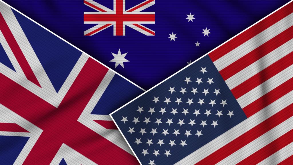 illustration of Australia United States of America United Kingdom Flags Together