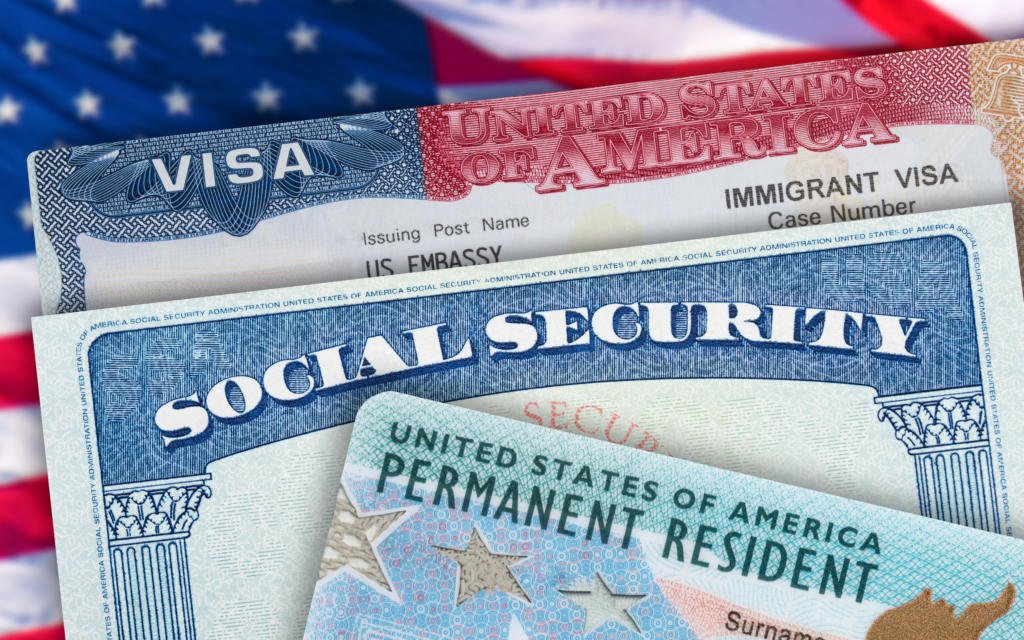 green card visa and social security cards